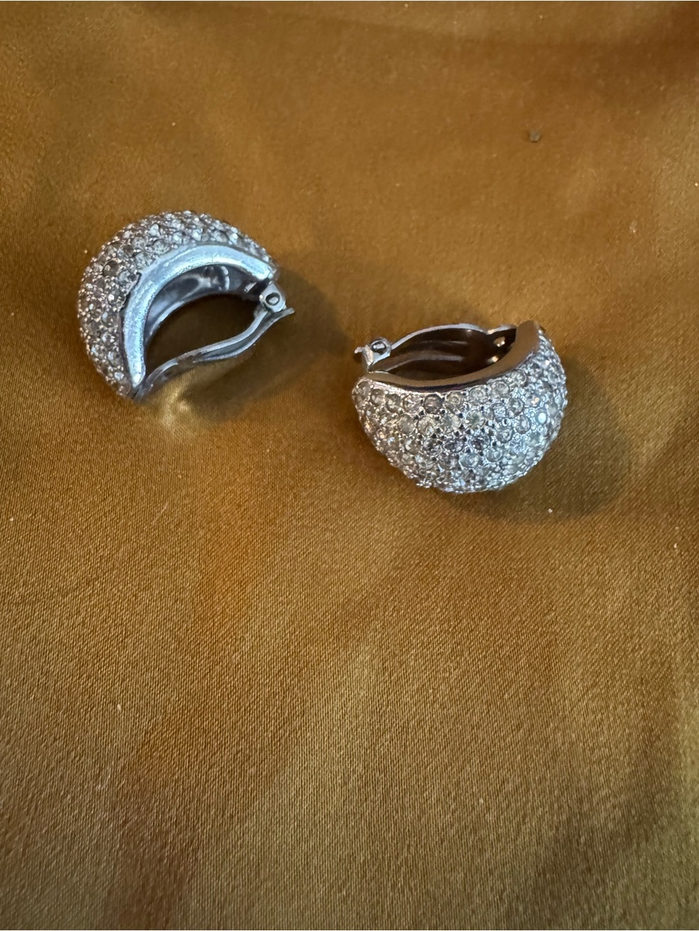 Silver Crystal Pave Hoop Earrings - Sparkling Silver Finish